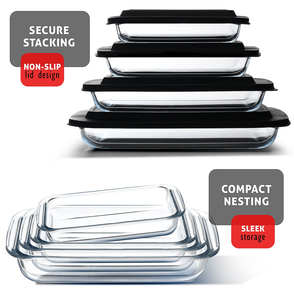 Eatex 4-Pack Deep Glass Casserole Dishes