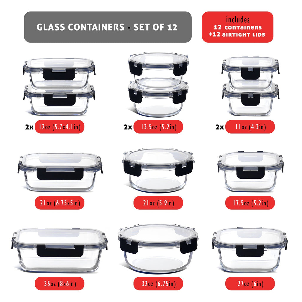 Eatex 12-Pack Glass Storage Containers