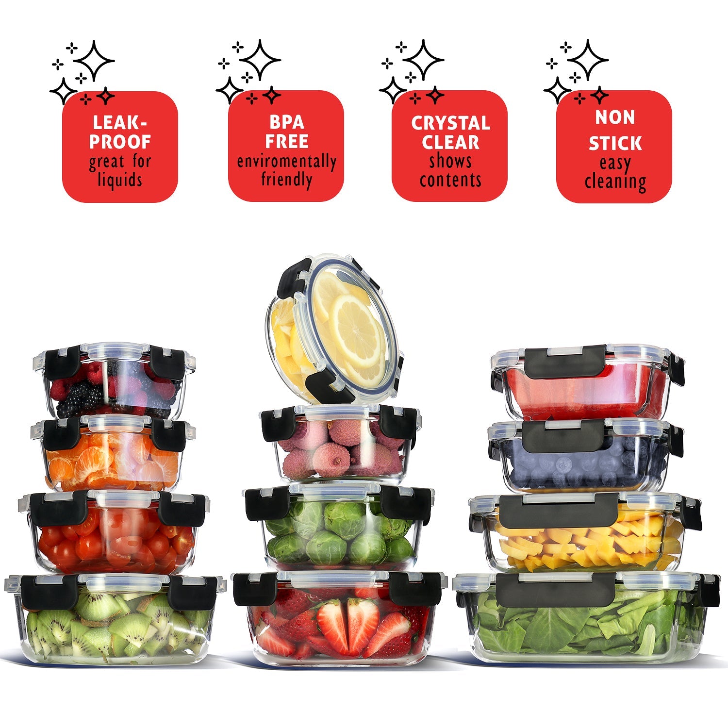 Eatex 12-Pack Glass Storage Containers