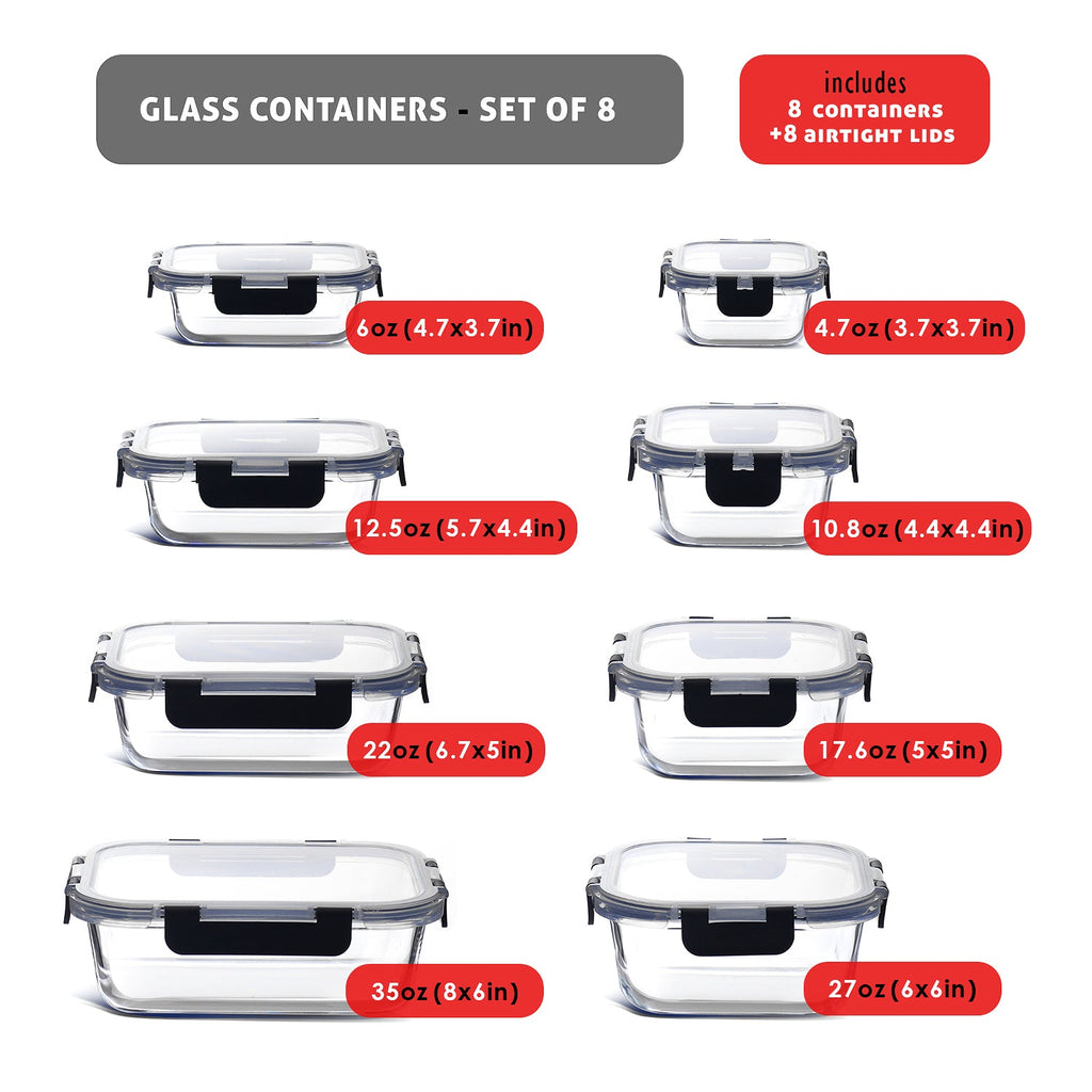 Eatex 8-Pack Glass Storage Containers