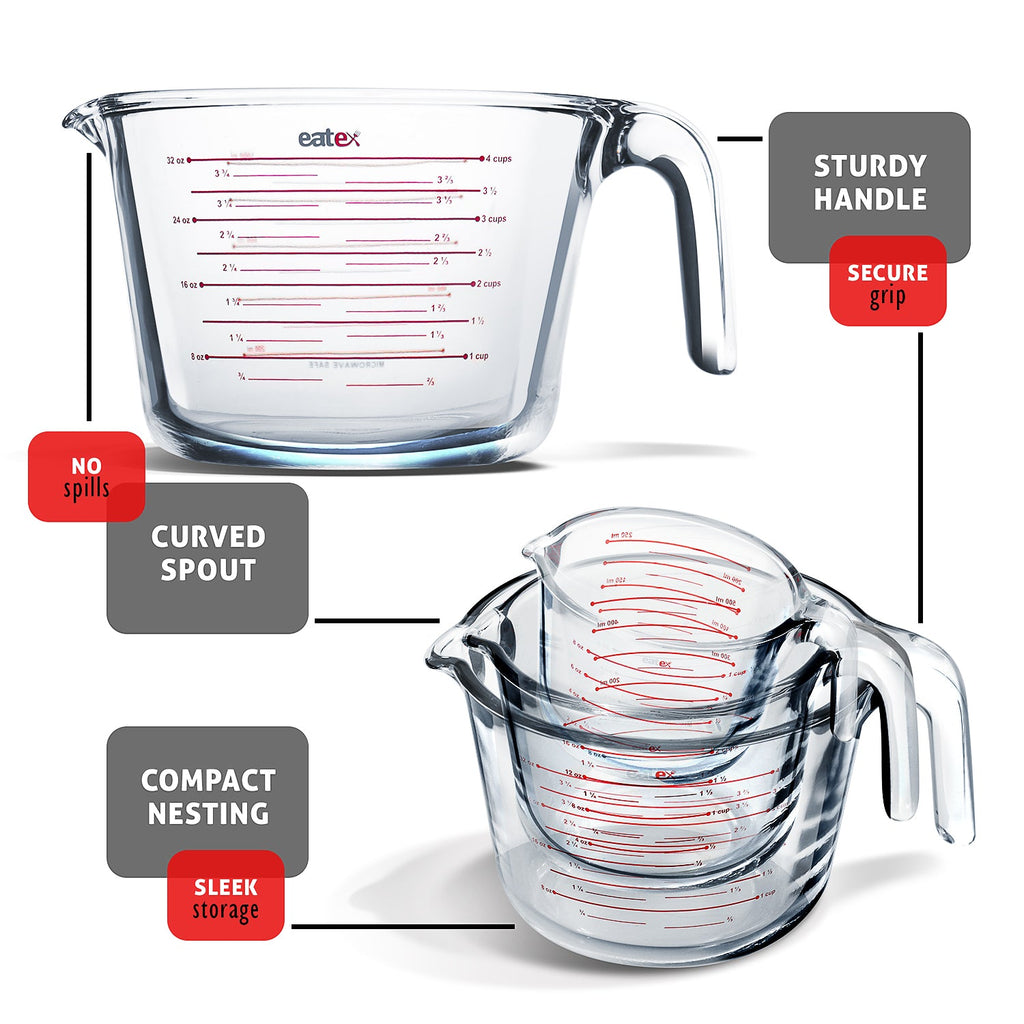 Eatex 3-Piece Glass Measuring Cup Set