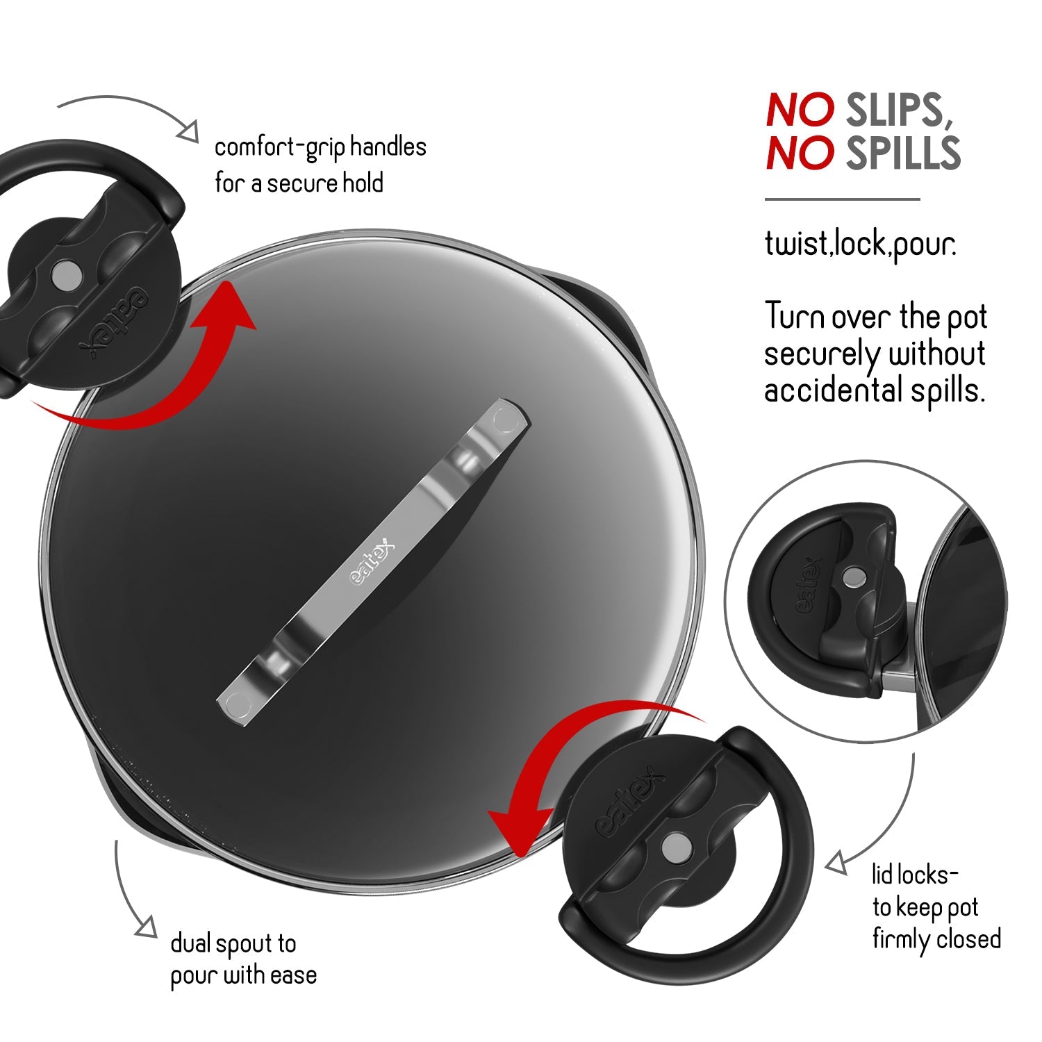 Eatex Pasta Pot with Strainer Lid